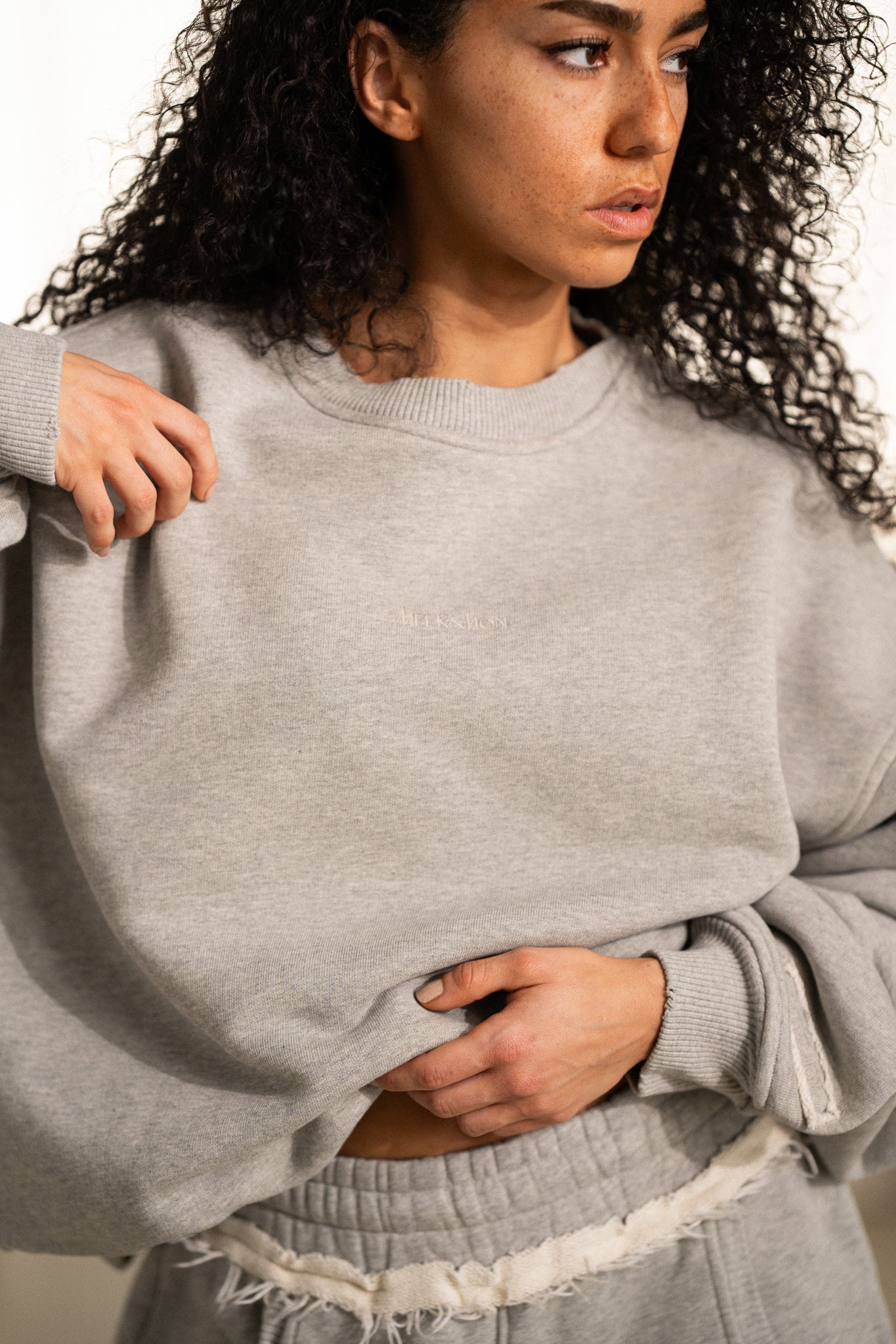 Rough Chunky Sweater - Heather Grey