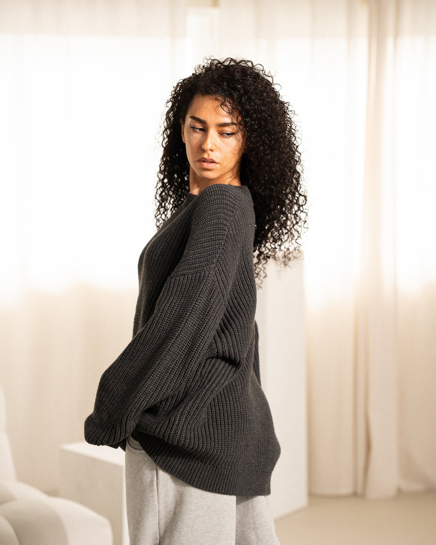 Heavy Knit Sweater - Charcoal
